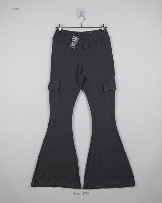 Premium Condition Flapper Trousers | Preloved Elevated Basics | Grey Polyester | Thrift Shop for Women Islamabad Pakistan | OTS