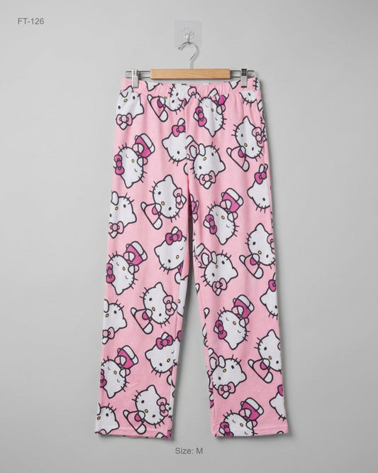 Secondhand Branded Flapper Trousers by HELLO KITTY, PINK Polyester fabric, Premium condition, for Women - Online Thrift Shop Peshawar Pakistan