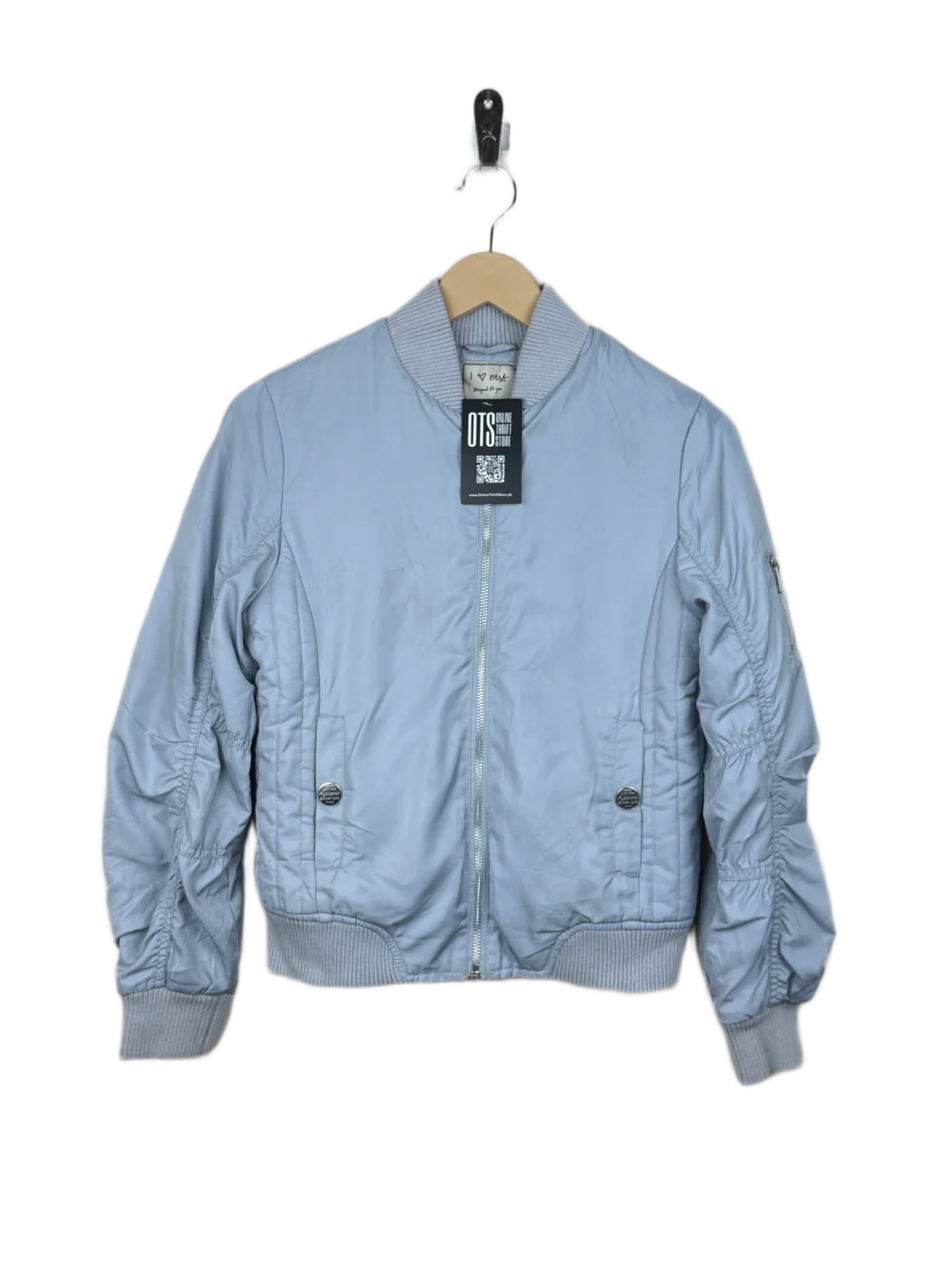 Secondhand Branded Girls Jackets by Next, SkyBlue Polyester fabric, Premium Plus condition, for Girls - Online Thrift Shop Karachi Pakistan