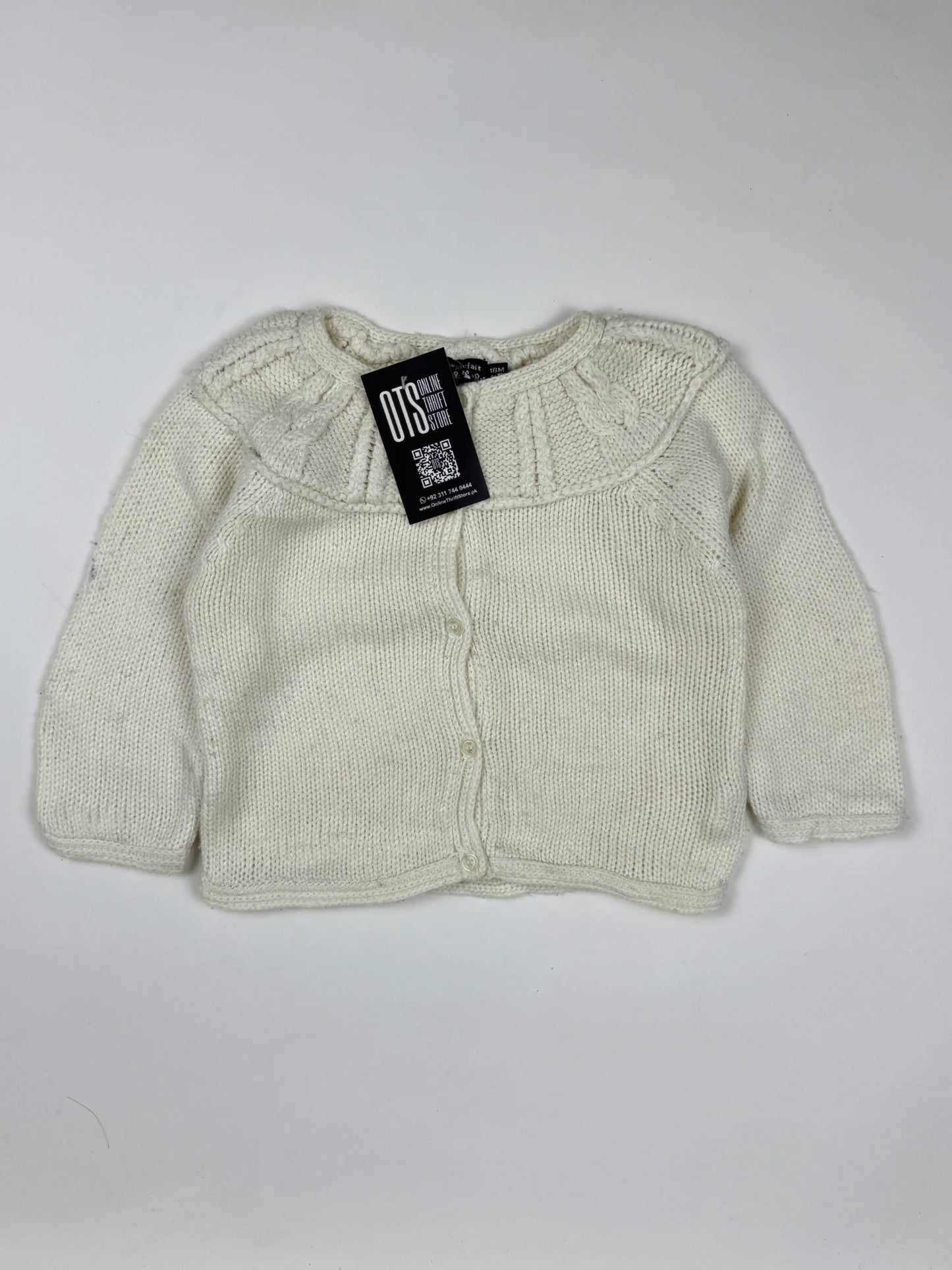 Secondhand Branded Girls Sweaters by Tout Comptefait, OffWhite Wool fabric, Premium condition, for Girls - Online Thrift Shop Lahore Pakistan