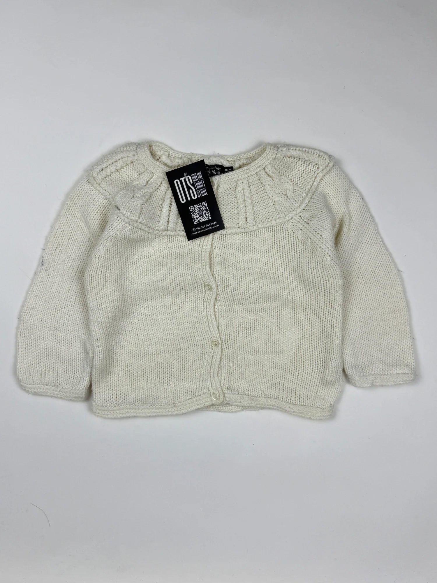 Secondhand Branded Girls Sweaters by Tout Comptefait, OffWhite Wool fabric, Premium condition, for Girls - Online Thrift Shop Lahore Pakistan