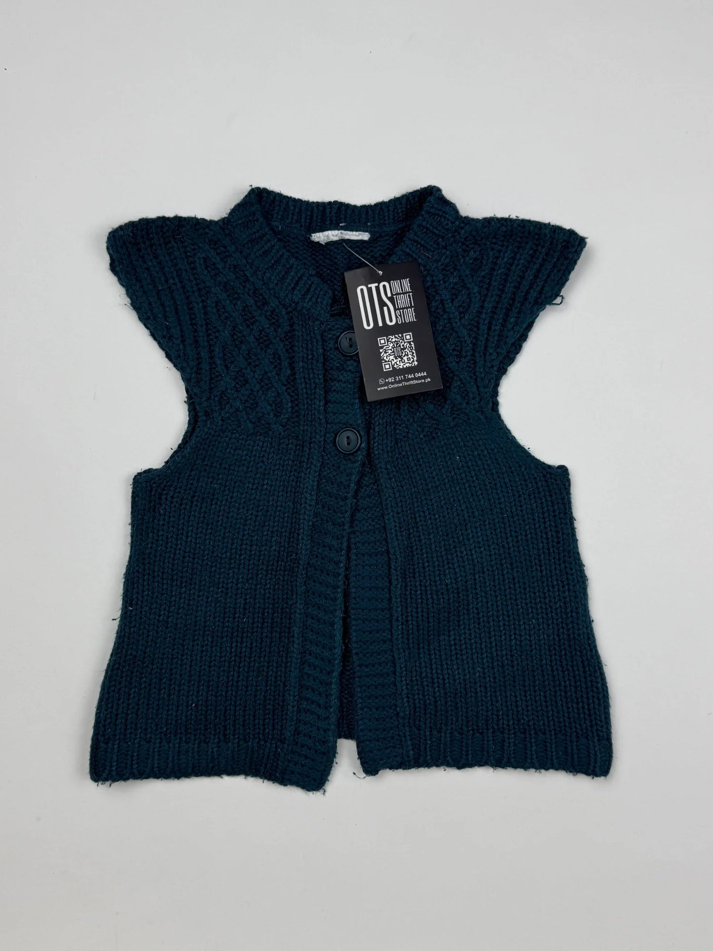 Preloved Excellent Girls Sweaters by Topolino, cyan Wool for Girls - OTS Thrift Shop Islamabad Pakistan