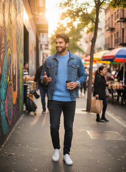 Sky Blue Men's Jumpers & Sweater by Shentons (MS-108)