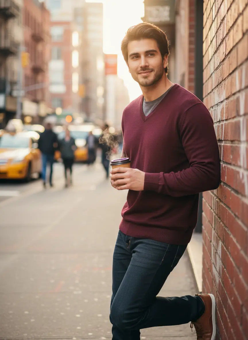 Maroon Men's Jumpers & Sweater by T.M. Lewin (MS-116)