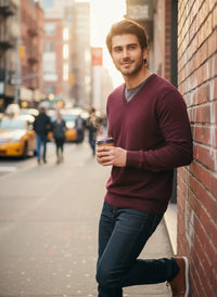 Maroon Men's Jumpers & Sweater by T.M. Lewin (MS-116)