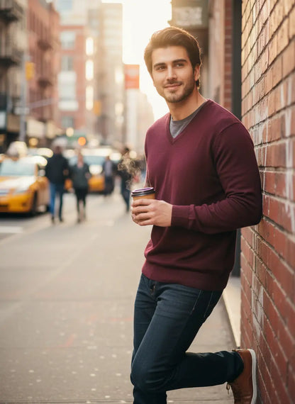 Maroon Men's Jumpers & Sweater by T.M. Lewin (MS-116)