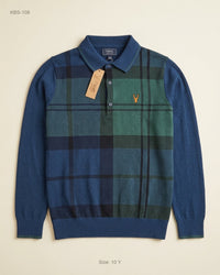 Next (KBS-108) Long-Sleeve Plaid Knit Polo