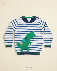 Unknown (KBS-117) Striped Dinosaur Knit Sweater