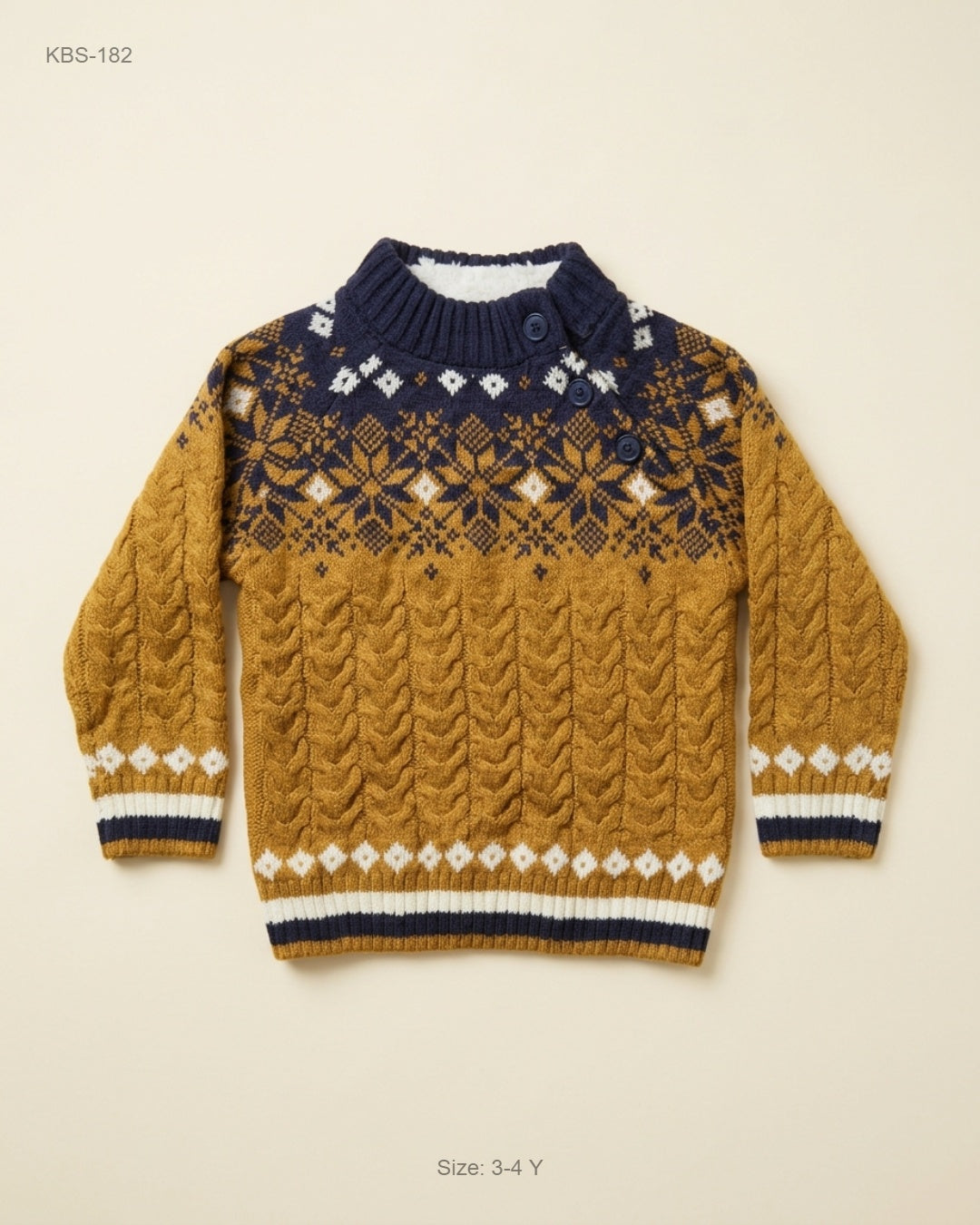 Next (KBS-182) Cable-Knit Fair Isle Sweater