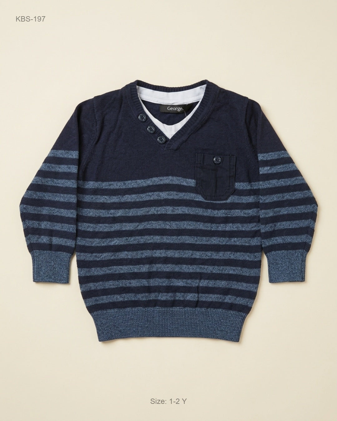 George (KBS-197) Faux-Layered Striped Sweater