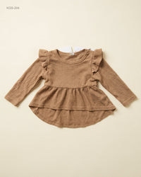 SHEIN (KGS-204) Waffle Knit Ruffle Peplum Top
