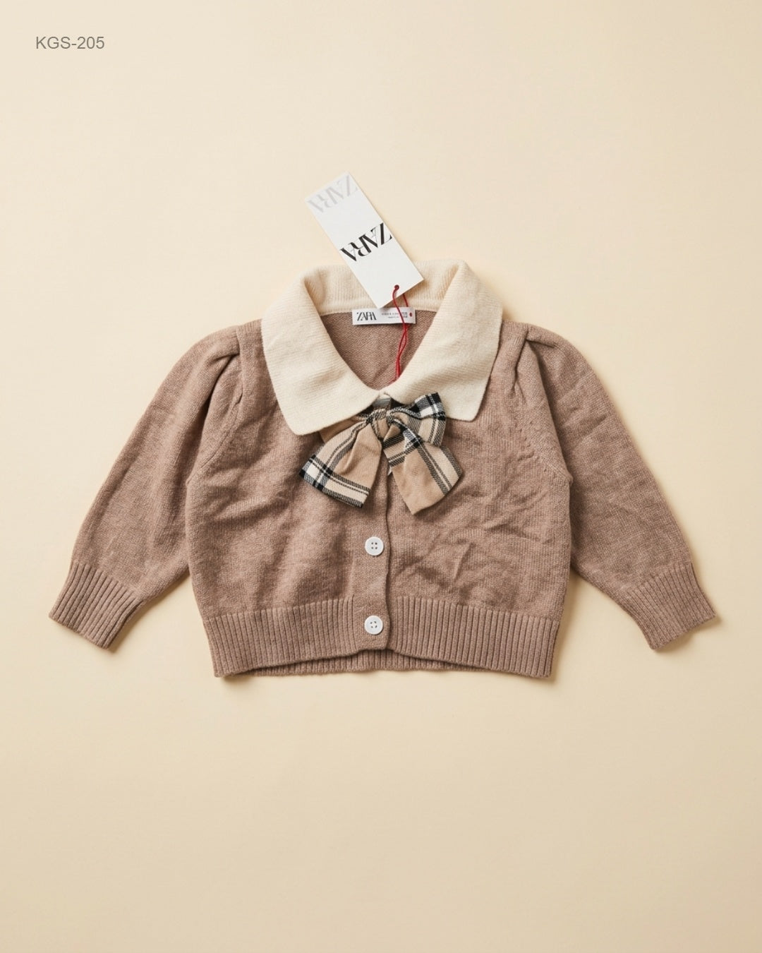 SHEIN (KGS-205) Collared Bow-Detail Knit Cardigan