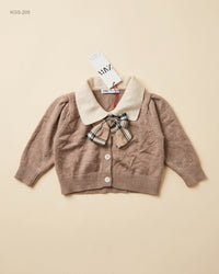 SHEIN (KGS-205) Collared Bow-Detail Knit Cardigan