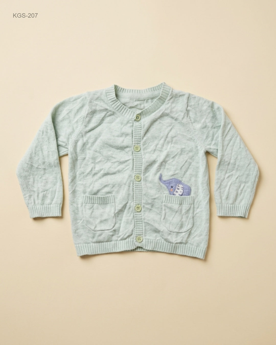 Mango (KGS-207) Infant Knit Cardigan with Elephant Detail