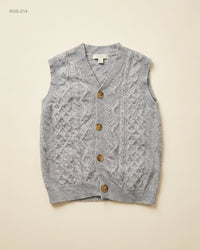 Cozy pixies (KGS-214) Cable-Knit V-Neck Cardigan Vest