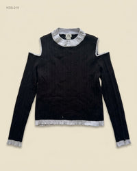 River Island (KGS-219) Cold-Shoulder Ribbed Knit Top