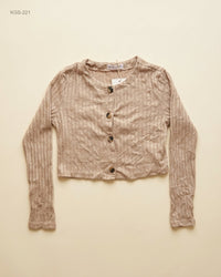 SHEIN (KGS-221) Cropped Ribbed Button-Front Top