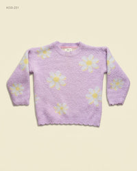 F&F (KGS-231) Fuzzy Daisy Intarsia Sweater