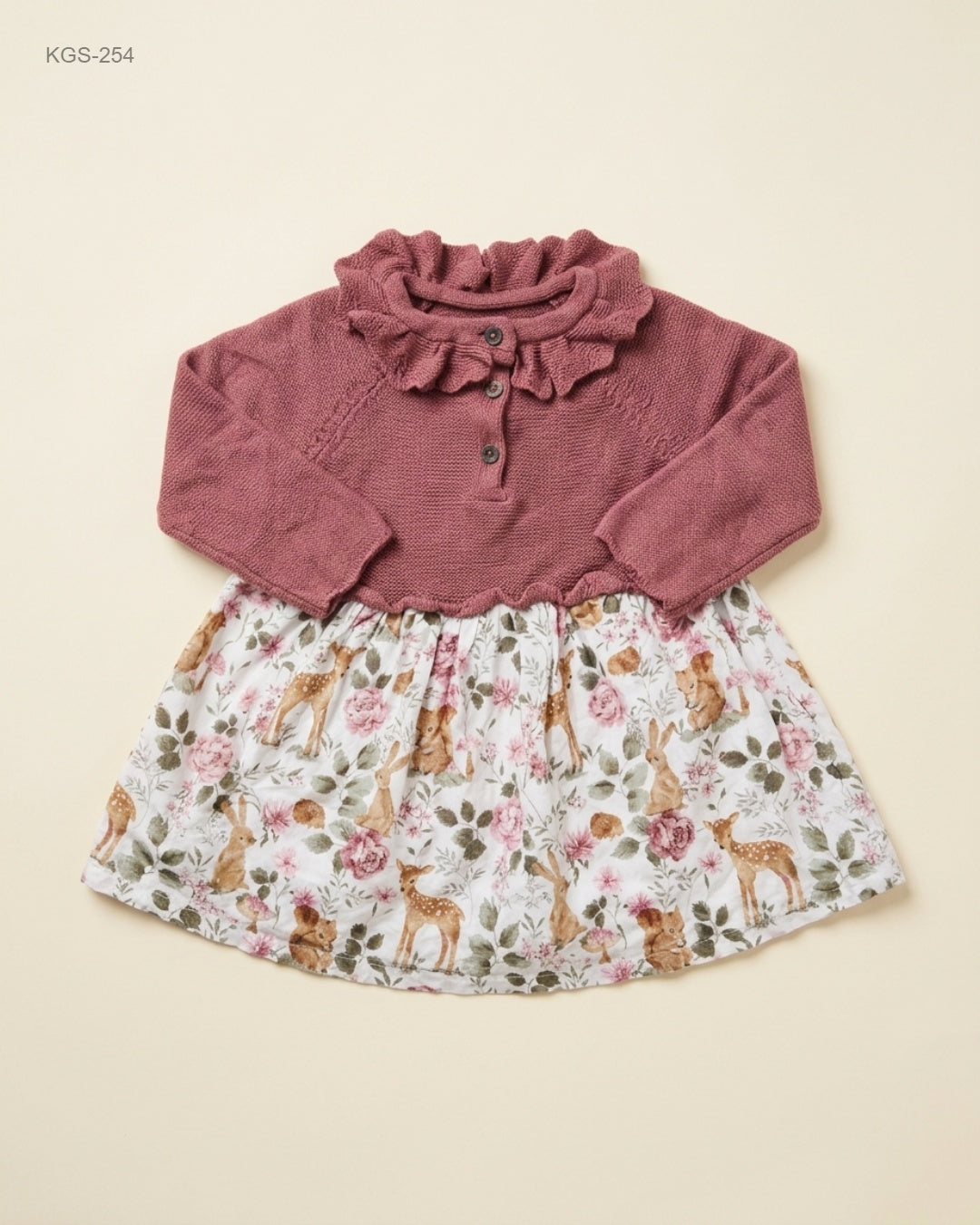 Tu Kids (KGS-254) Toddler Knit and Floral Print Dress