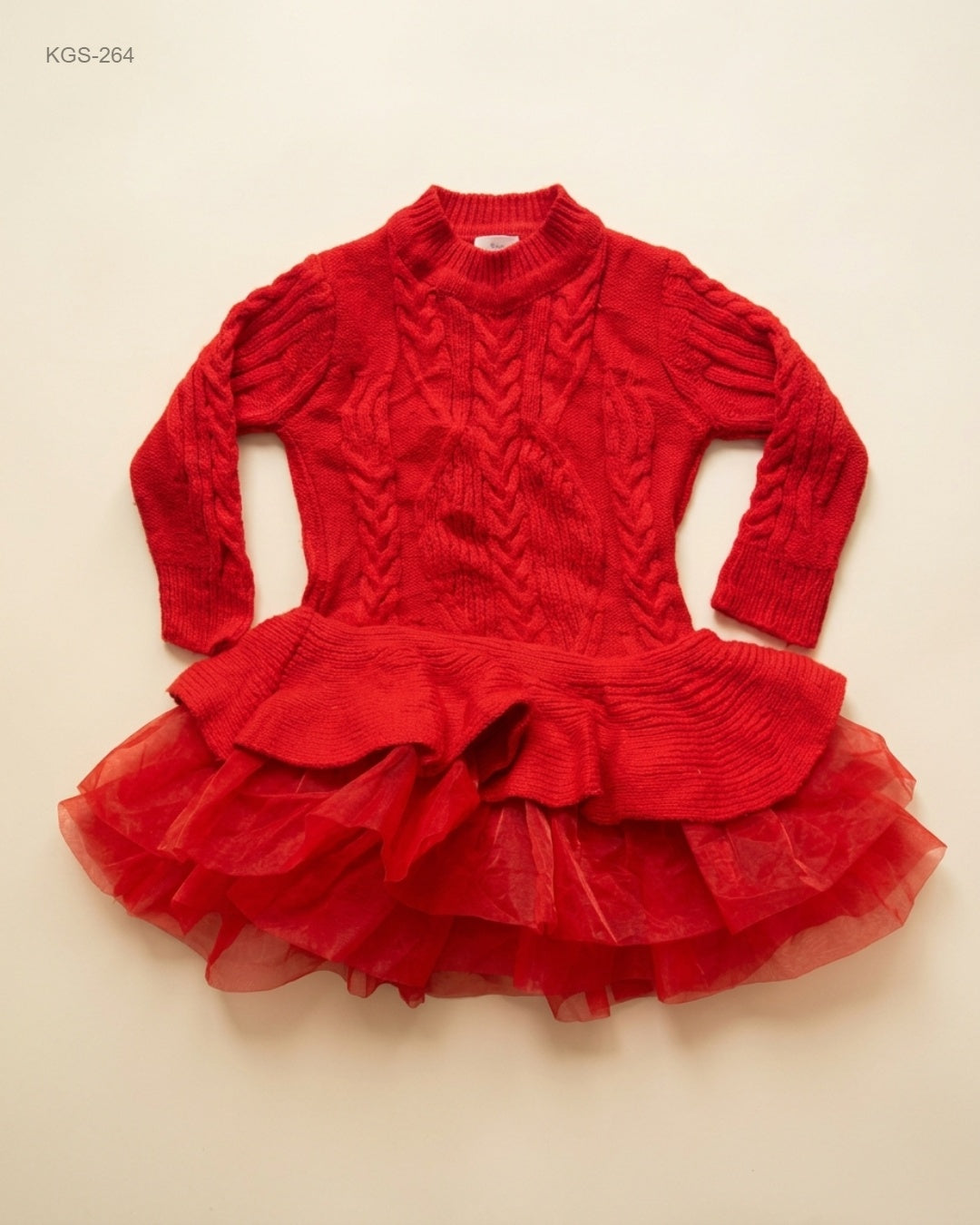 Unknown (KGS-264) Cable Knit Tulle Skirt Dress