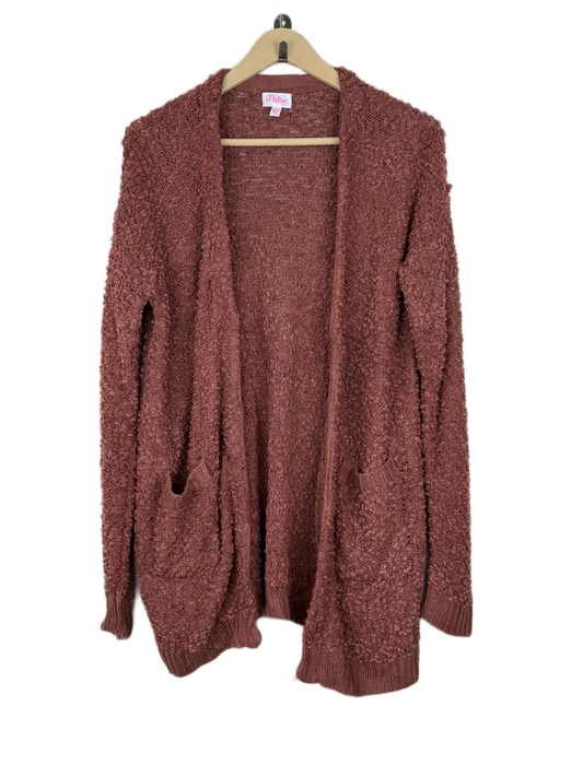 Shop Premium Winter Long Cardigans by Pul | Preloved Branded Clothes | Rust Acrylic | Women | OTS Thrift Store Lahore Pakistan