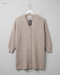 IN THE STYLE (LC-201) Pearl-Embellished Longline Cardigan