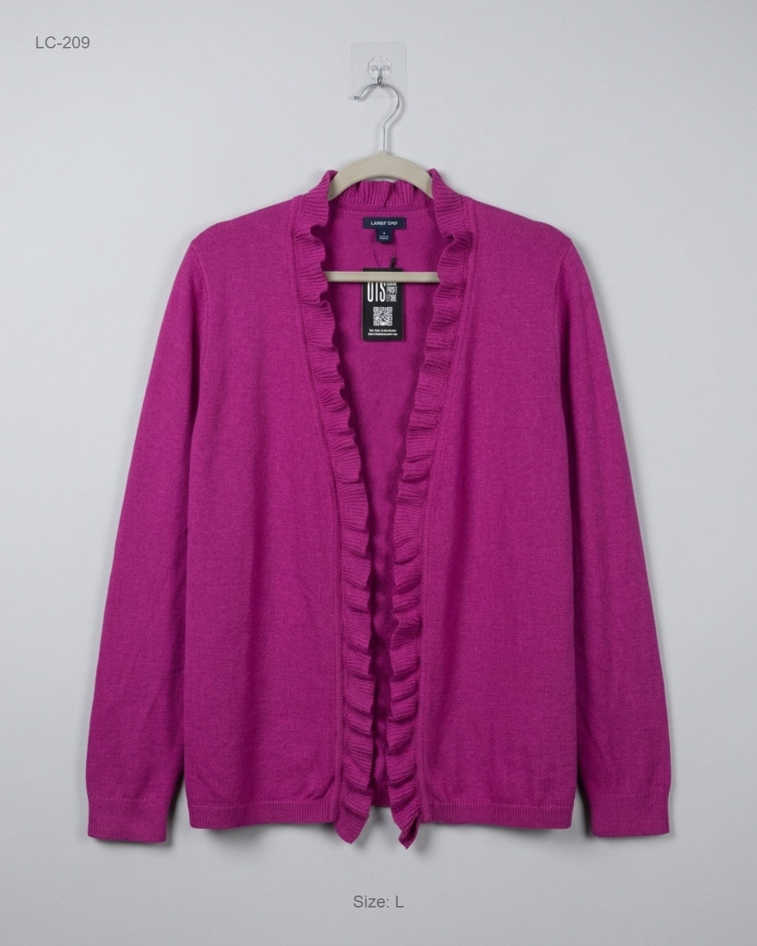 Lands End (LC-209) Ruffled Open-Front Cardigan