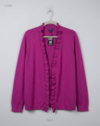 Lands End (LC-209) Ruffled Open-Front Cardigan