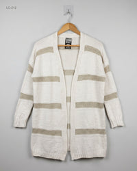CUT LABEL (LC-212) Open-Front Striped Cardigan