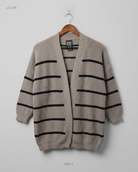 SHEIN (LC-218) Striped Ribbed Cardigan