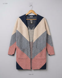 TU (LC-233) Open-Front Color-Block Cardigan