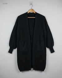 CUT LABEL (LC-262) Ribbed Open-Front Cardigan