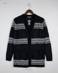 STUDIO (LC-267) Open-Front Patterned Cardigan