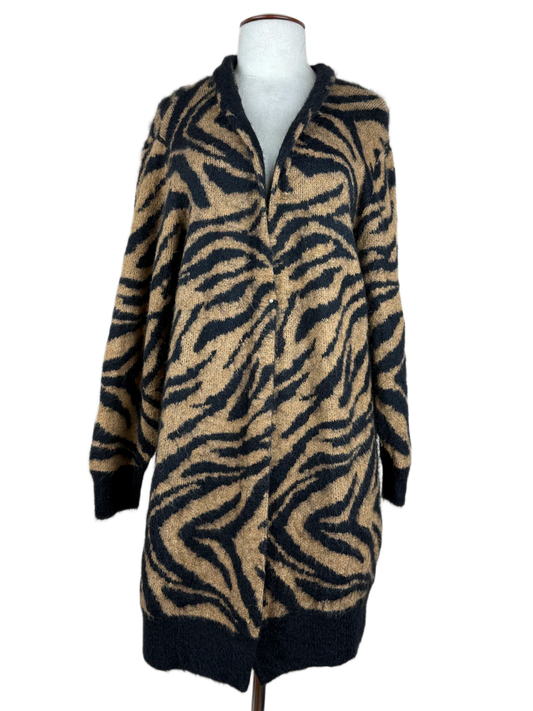 Preloved Premium Plus Winter Long Cardigans by H&M, Black Acrylic for Women - OTS Thrift Shop Peshawar Pakistan