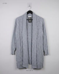 Cotton (LC-291) Cable-Knit Open Cardigan