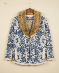 Falmer Heritage (LC-327) Faux Fur Trim Knit Cardigan