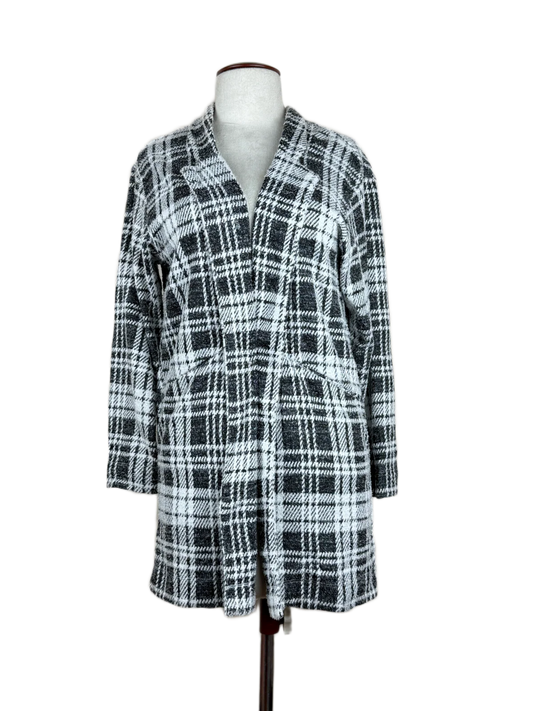 Preloved Premium Plus Winter Long Cardigans by Express, Black & White Polyester for Women - OTS Thrift Shop Lahore Pakistan