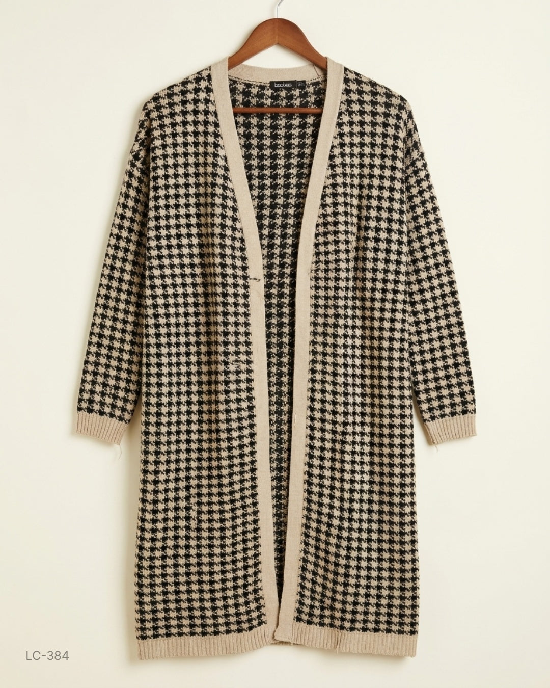 Boohoo (LC-384) Longline Houndstooth Cardigan