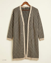 Boohoo (LC-384) Longline Houndstooth Cardigan