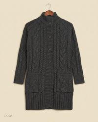 Woolovers (LC-395) Longline Cable-Knit Cardigan