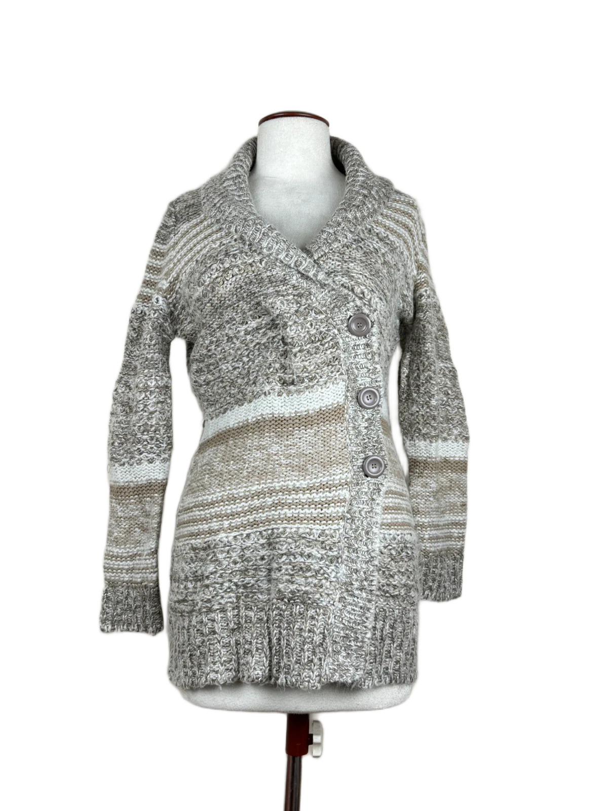 Brown & White Winter Long Cardigan by George (LC-44)