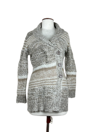 Brown & White Winter Long Cardigan by George (LC-44)