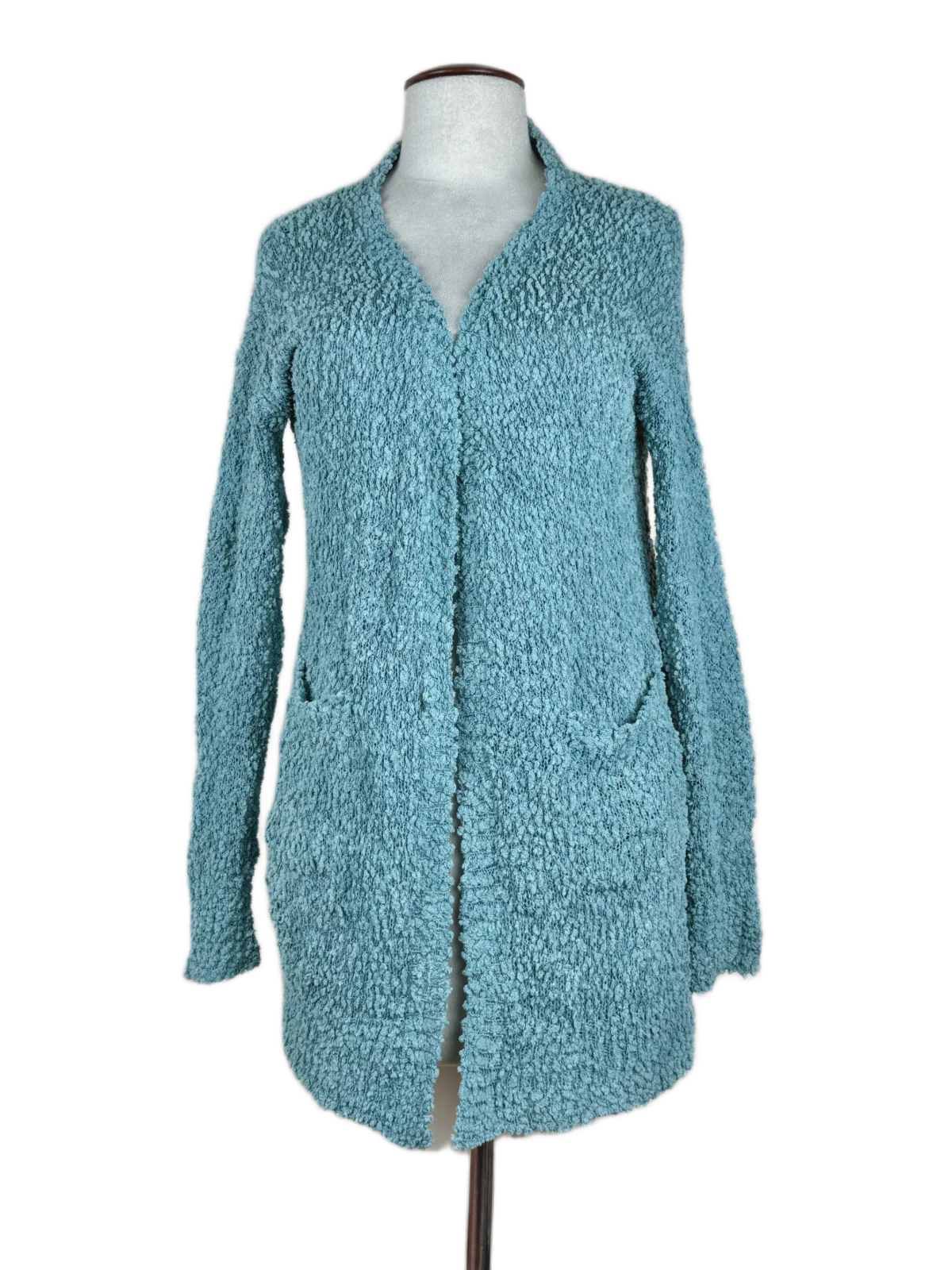 Secondhand Branded Winter Long Cardigans by Listide, Cyan Acrylic fabric, Excellent condition, for Women - Online Thrift Shop Islamabad Pakistan