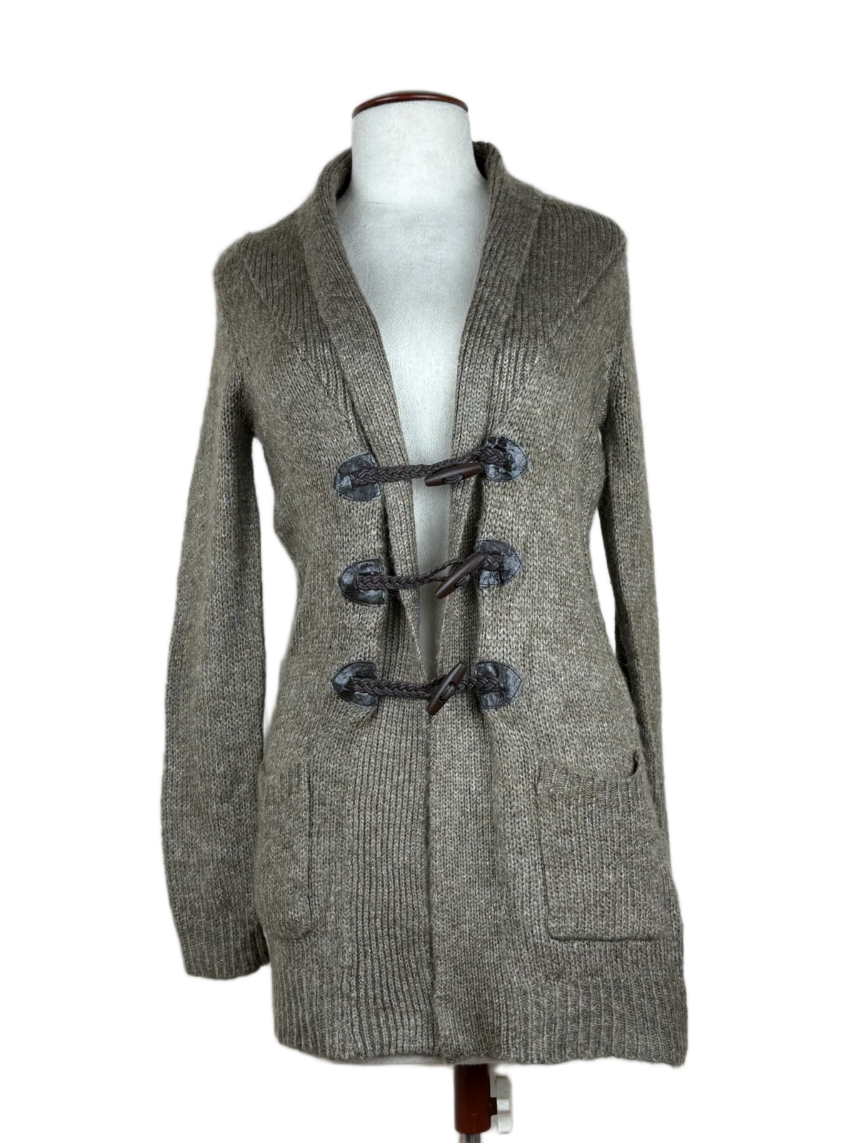 UK Imported secondhand Winter Long Cardigans - F&F brand, SandyBrown Acrylic, Premium condition, for Women - Online Thrift Store Peshawar Pakistan