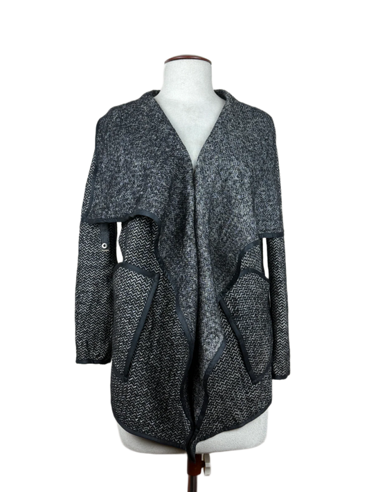 UK Imported secondhand Winter Long Cardigans - Solour brand, Black & White Polyester, Premium condition, for Women - Online Thrift Store Lahore Pakistan