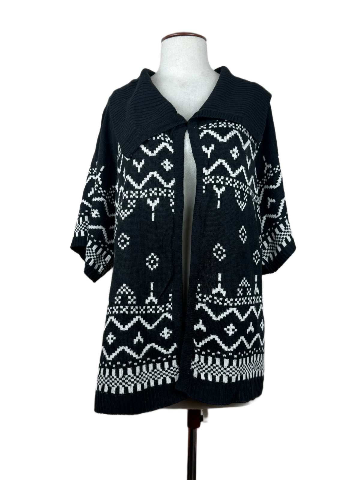 Black & White Winter Long Cardigan by Evie (LC-61)