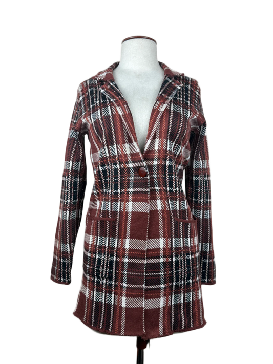 Preloved Premium Winter Long Cardigans by Adrienne Vittadini, Rust Viscose for Women - OTS Thrift Shop Karachi Pakistan