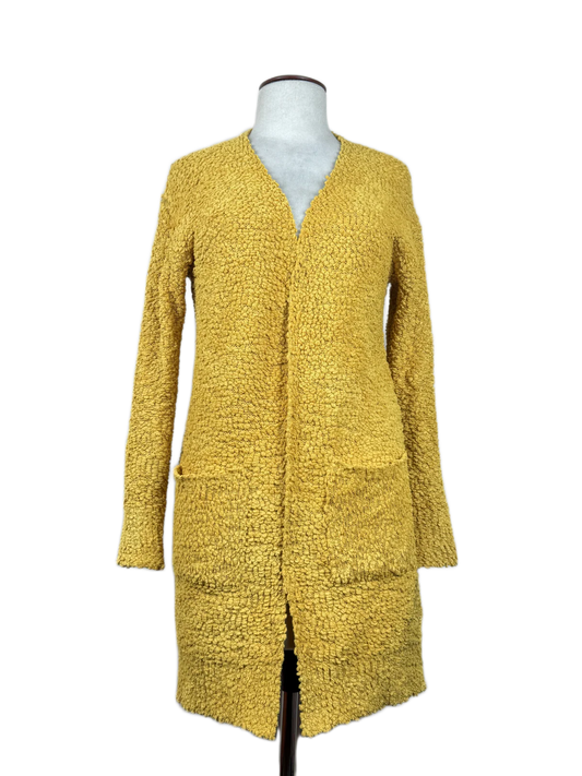 Shop Good Winter Long Cardigans by Zesica | Preloved Branded Clothes | Yellow Polyester | Women | OTS Thrift Store Karachi Pakistan
