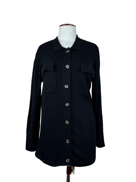 Shop Premium Winter Long Cardigans by Object | Preloved Branded Clothes | Black Viscose | Women | OTS Thrift Store Peshawar Pakistan