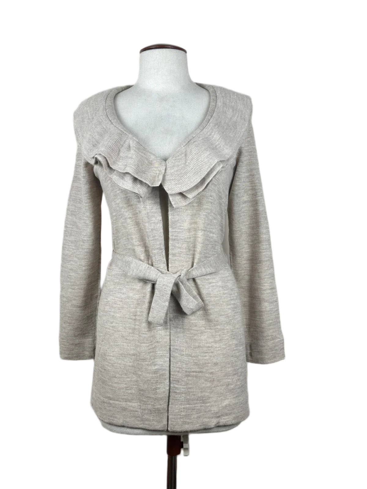 Shop Premium Winter Long Cardigans by Mercer & Madison | Preloved Branded Clothes | Beige Merino Wool | Women | OTS Thrift Store Karachi Pakistan